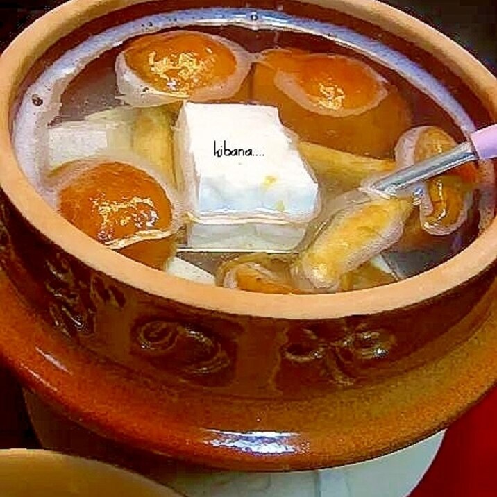 ジャンボなめこの湯豆腐＊ひとり鍋